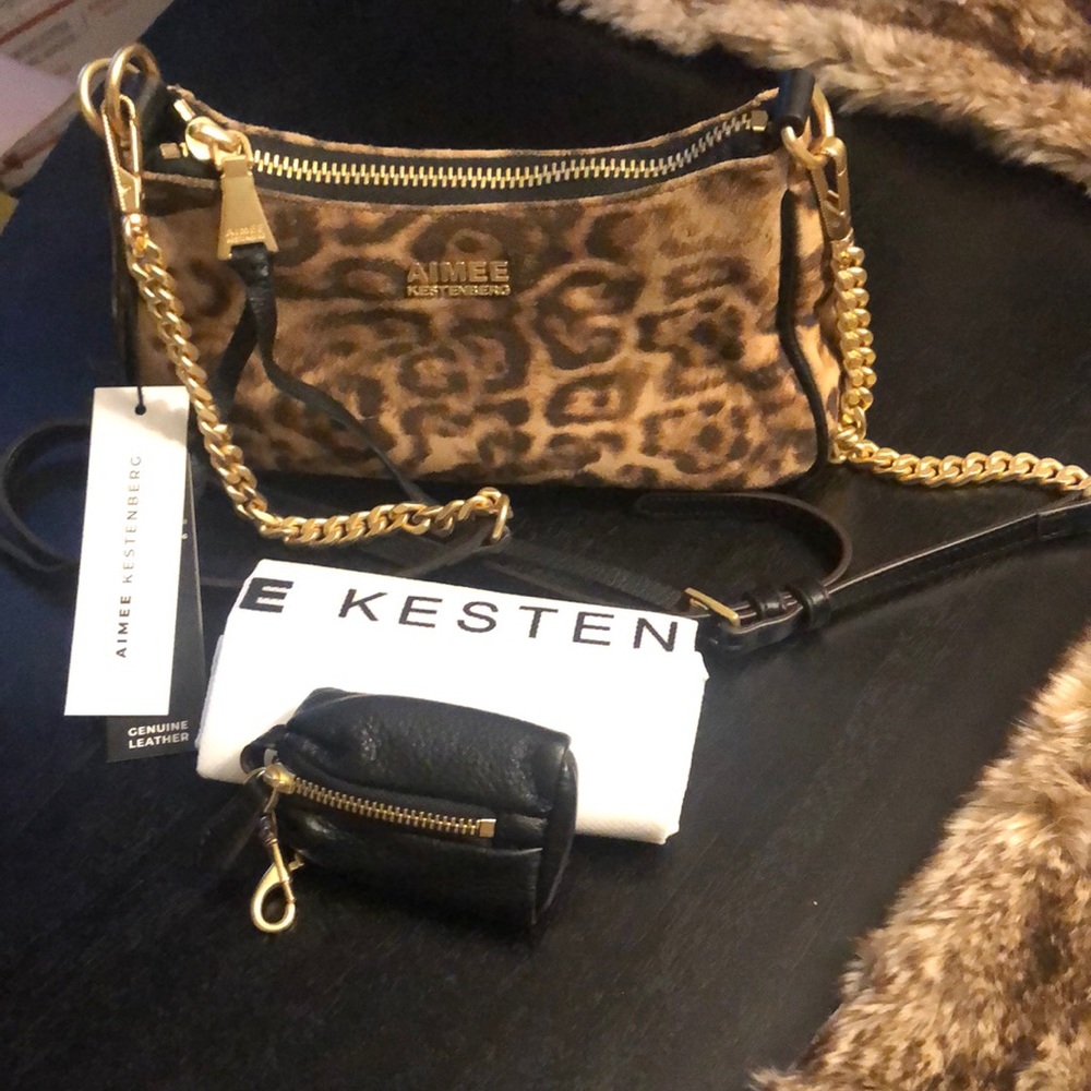 Suede leopard print Aimee Kestenberg crossbody bag